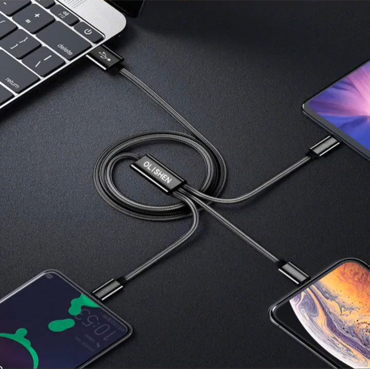 3 in 1 Fast Charging Cable (Nylon braided)