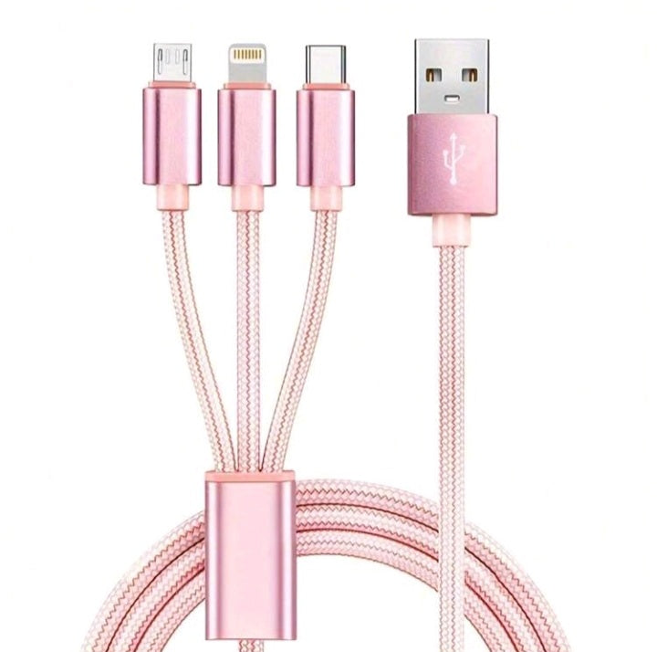 3 in 1 Fast Charging Cable (Nylon braided)