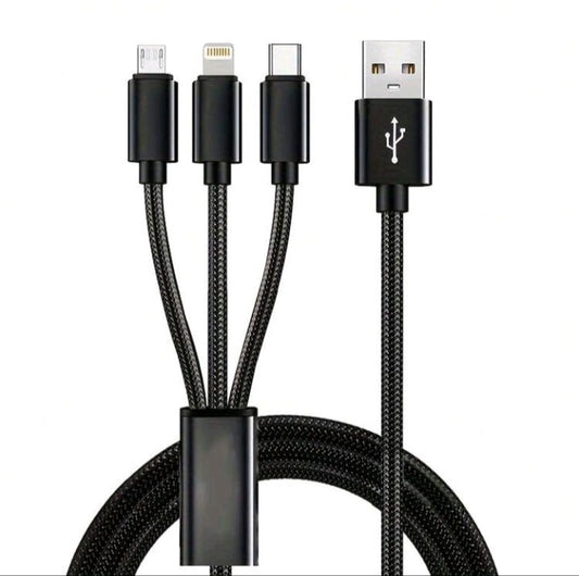 3 in 1 Fast Charging Cable (Nylon braided)